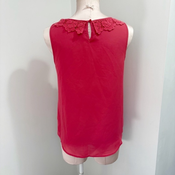 🌷SALE LC Lauren Conrad Peter Pan Collar Sleeveless Top Size Small Coral Pink - Picture 2 of 13